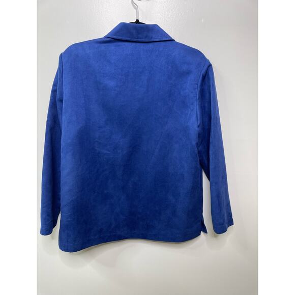 Bon Worth Vintage Embroidered Geometric Full Zip Jacket Grandma Blue S Petite - Picture 2 of 11